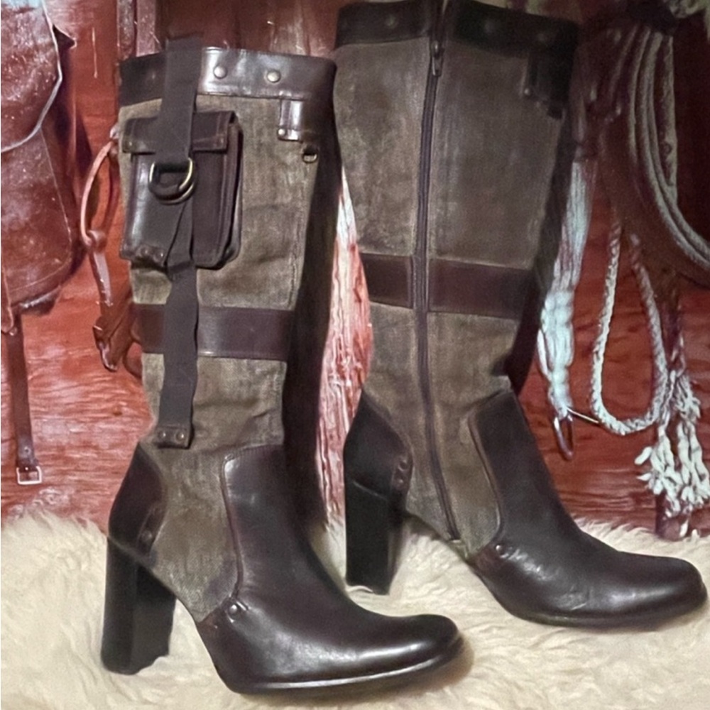 Kowolsky leather/canvas pocket boots